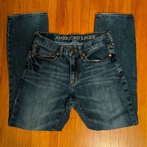 ✅ AMERICAN EAGLE Outfitters 28/30 Slim Straight Denim Blue Riveted Jean Jeans